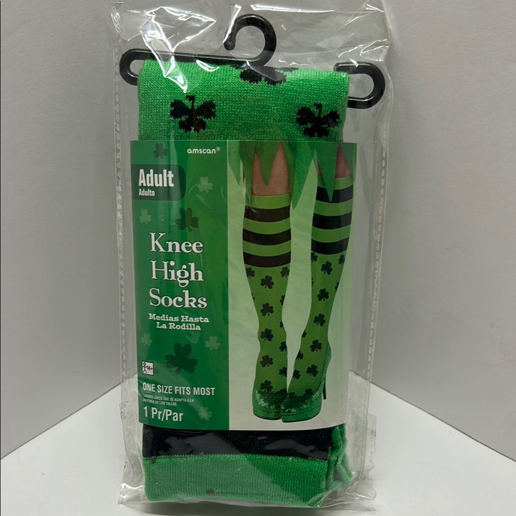 Party City Green Shamrock Knee High Socks